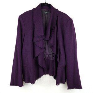 Lafayette‎ 148 NY Virgin Wool Ruffle Hem Purple Jacket Size 16